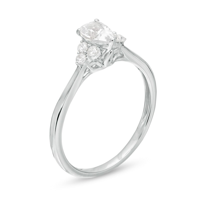 Main Image 3 of 3/8 CT. T.W. Pear-Shaped Diamond Tri-Sides Engagement Ring in 10K White Gold