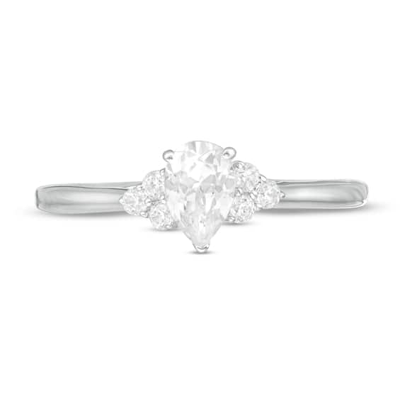 3/8 CT. T.w. Pear-Shaped Diamond Tri-Sides Engagement Ring in 10K White Gold
