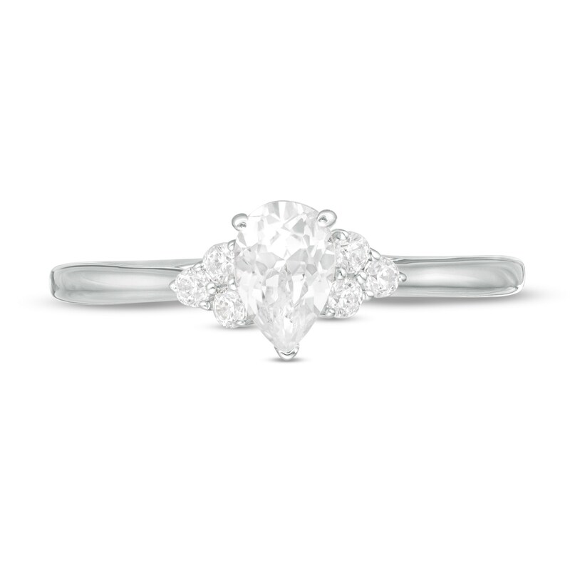 Main Image 4 of 3/8 CT. T.W. Pear-Shaped Diamond Tri-Sides Engagement Ring in 10K White Gold