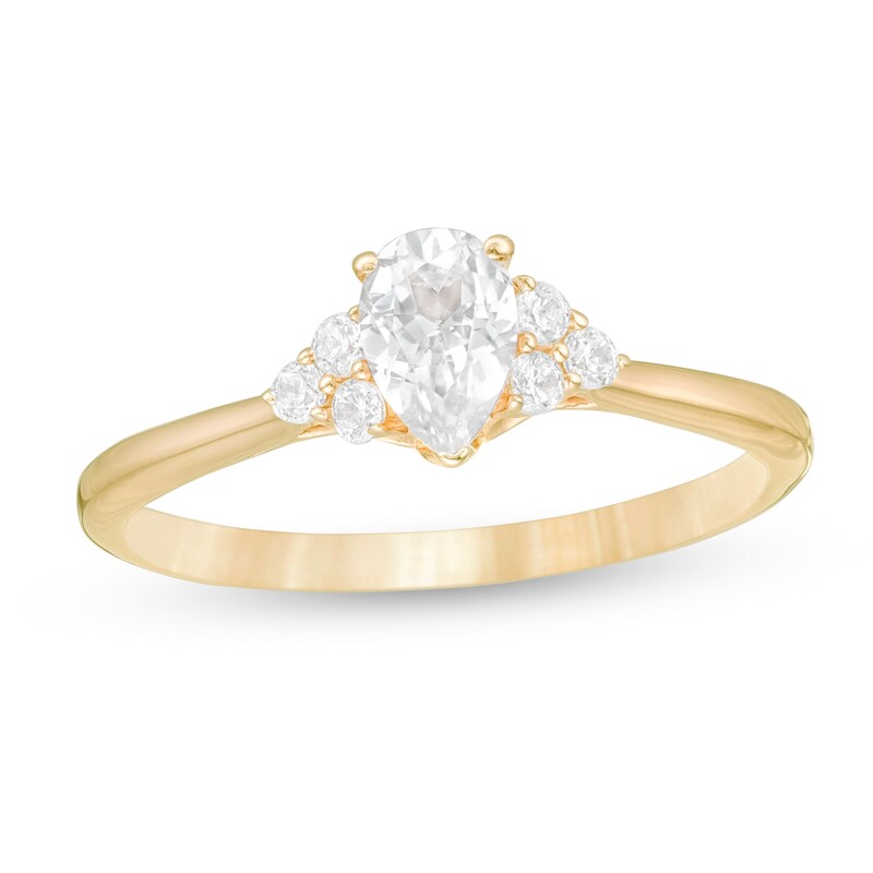 Main Image 1 of 3/8 CT. T.W. Pear-Shaped Diamond Tri-Sides Engagement Ring in 10K Gold