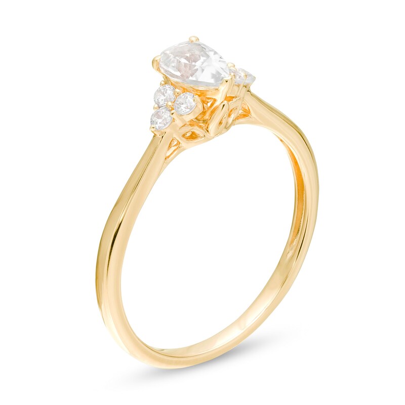 Main Image 3 of 3/8 CT. T.W. Pear-Shaped Diamond Tri-Sides Engagement Ring in 10K Gold