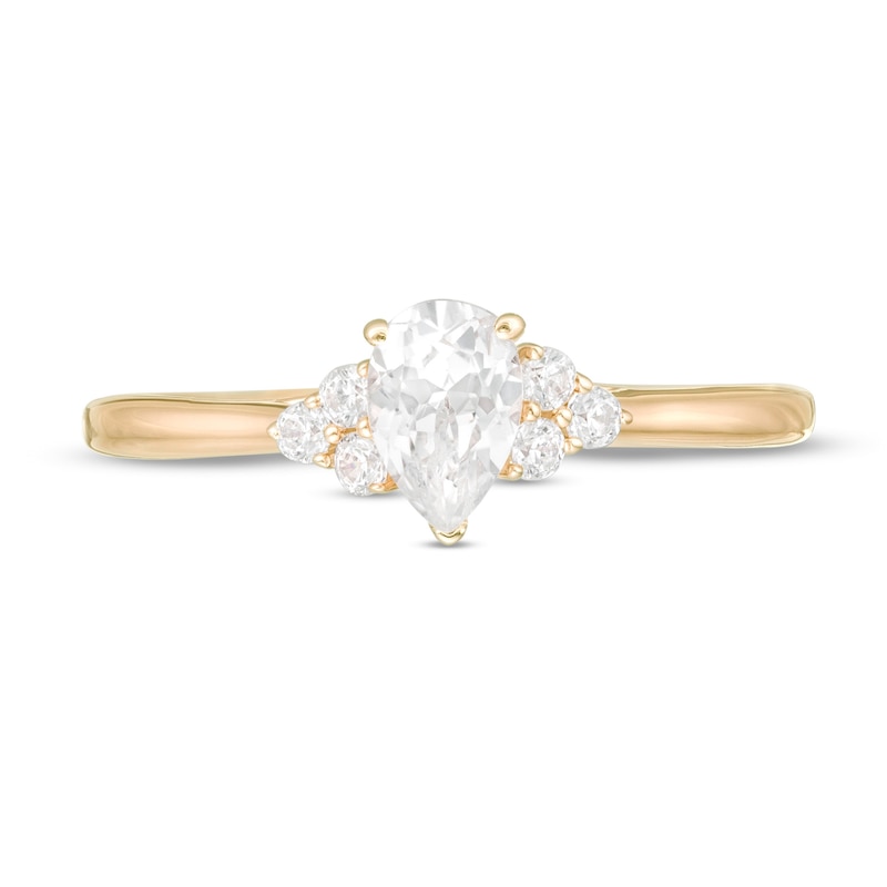 Main Image 4 of 3/8 CT. T.W. Pear-Shaped Diamond Tri-Sides Engagement Ring in 10K Gold