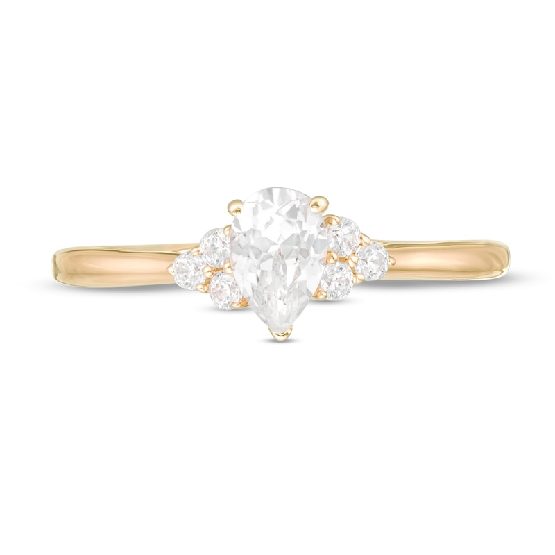 3/8 CT. T.W. Pear-Shaped Diamond Tri-Sides Engagement Ring in 10K Gold