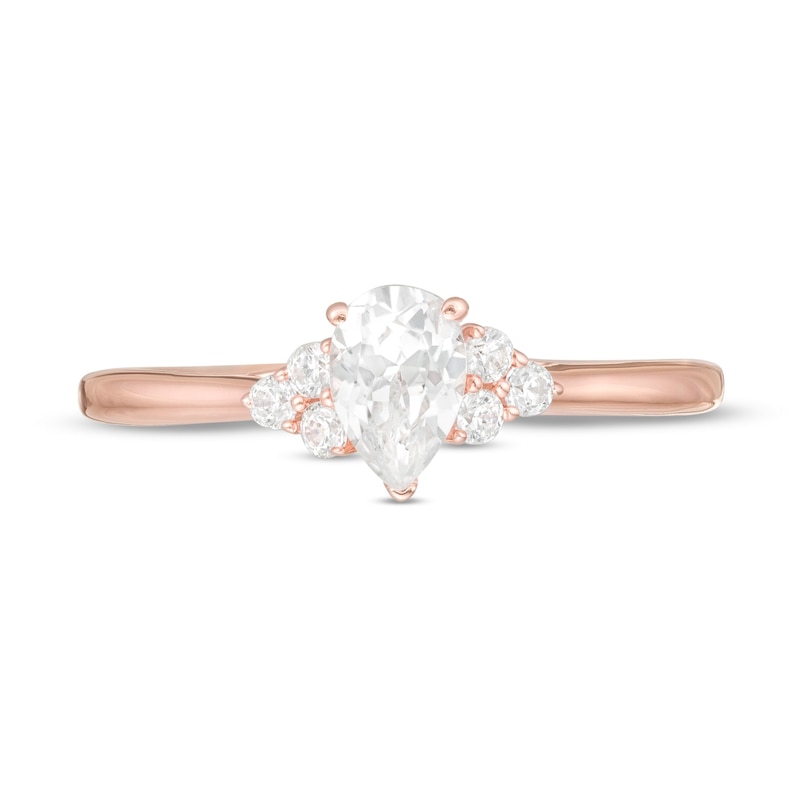 Main Image 4 of 3/8 CT. T.W. Pear-Shaped Diamond Tri-Sides Engagement Ring in 10K Rose Gold
