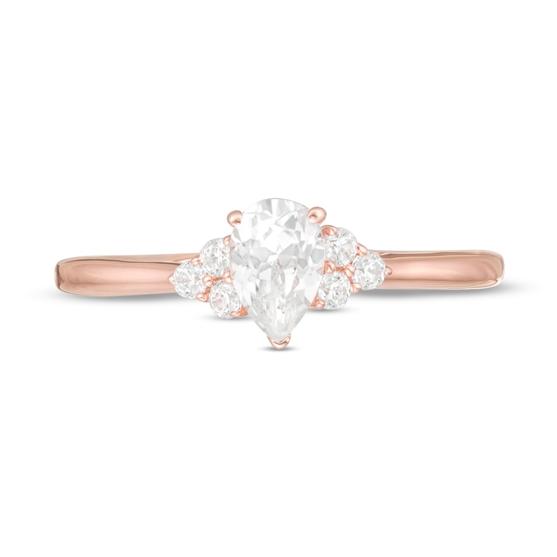 3/8 CT. T.W. Pear-Shaped Diamond Tri-Sides Engagement Ring in 10K Rose Gold