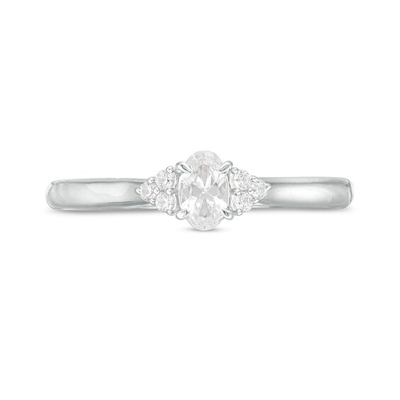 3/8 CT. T.w. Oval Diamond Tri-Sides Engagement Ring in 10K White Gold