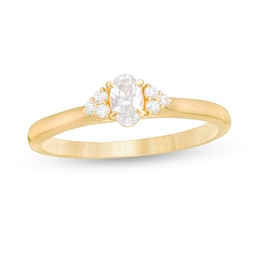 3/8 CT. T.W. Oval Diamond Tri-Sides Engagement Ring in 10K Gold
