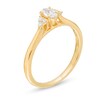 Thumbnail Image 3 of 3/8 CT. T.W. Oval Diamond Tri-Sides Engagement Ring in 10K Gold