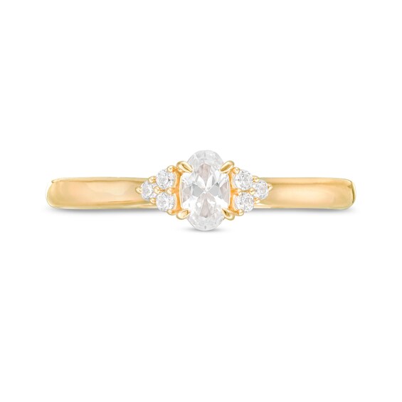 3/8 CT. T.w. Oval Diamond Tri-Sides Engagement Ring in 10K Gold