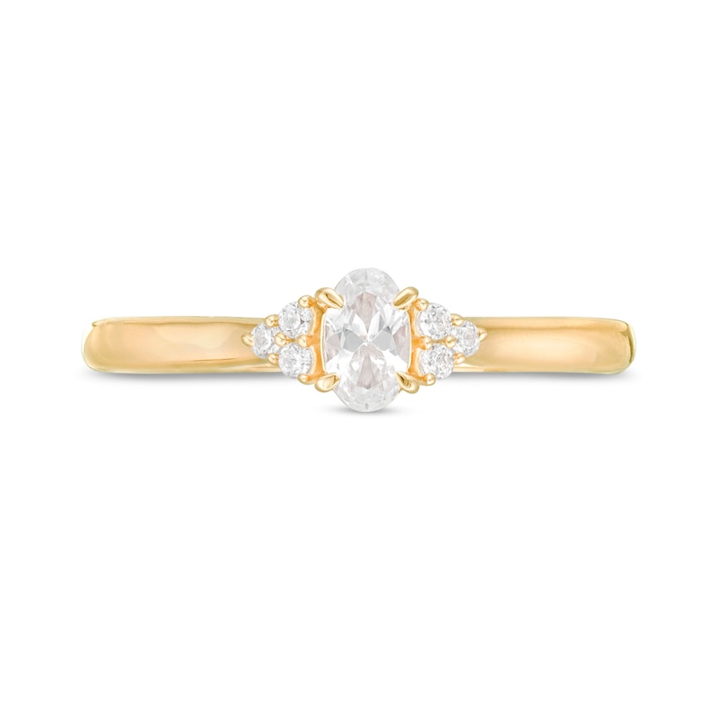 Main Image 4 of 3/8 CT. T.W. Oval Diamond Tri-Sides Engagement Ring in 10K Gold
