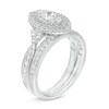 Thumbnail Image 3 of 1 CT. T.W. Diamond Double Marquise Frame Tri-Sides Vintage-Style Bridal Set in 10K White Gold