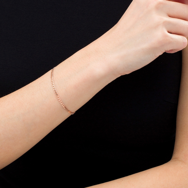 Main Image 2 of 2.7mm Curb Chain Bracelet in Solid 14K Rose Gold - 7.25"