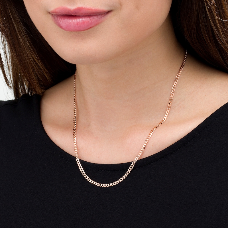 Main Image 2 of 2.7mm Curb Chain Necklace in Solid 14K Rose Gold - 18"