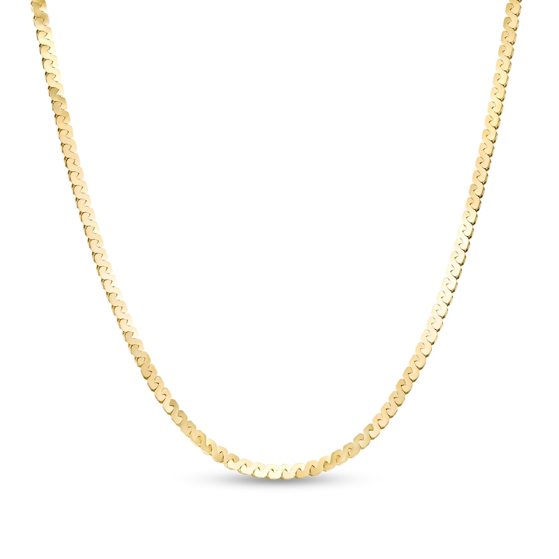 2.07mm Serpentine Chain Necklace in Solid 14K Gold - 20"