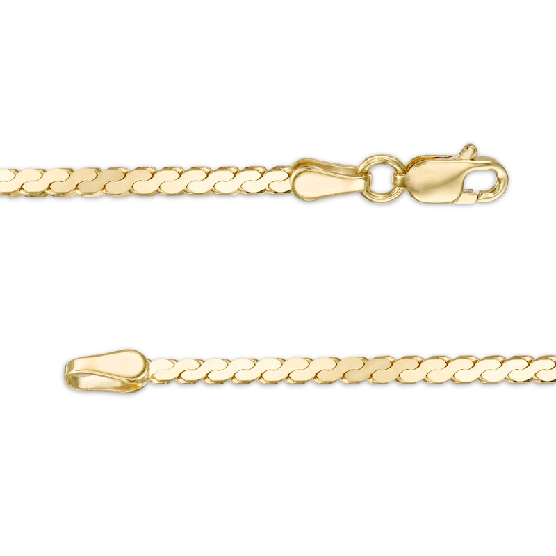 2.07mm Serpentine Chain Necklace in Solid 14K Gold - 20"