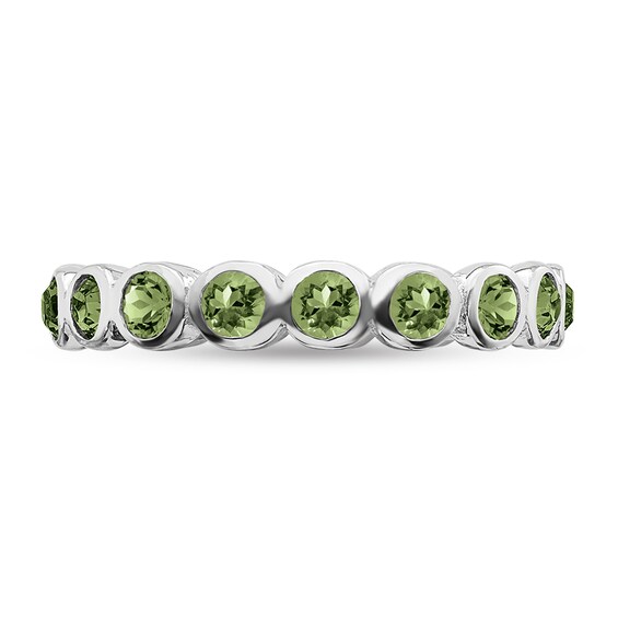 Stackable Expressionsâ¢ Light Green Crystal August Birthstone Eternity Band Sterling Silver