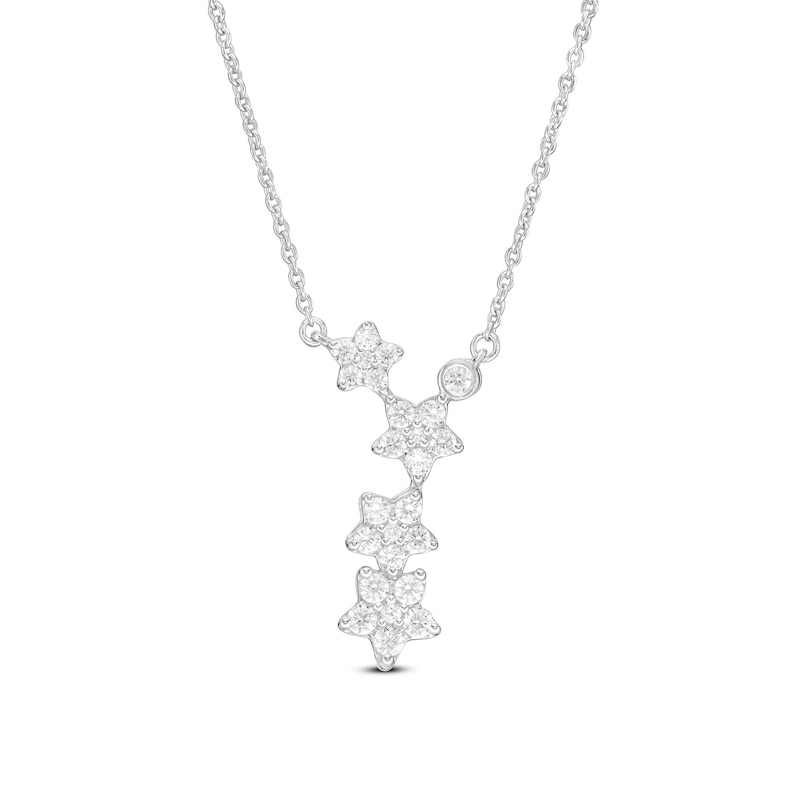 1/3 CT. T.W. Diamond Linear Star Necklace in 10K White Gold