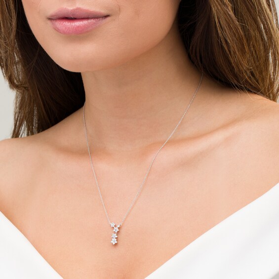 1/3 CT. T.W. Diamond Linear Star Necklace in 10K White Gold 1/3 CT. T.W. Diamond Linear Star Necklace in 10K White Gold