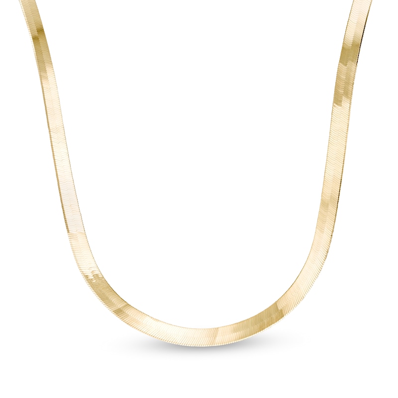 5.25mm Herringbone Chain Necklace in Solid 14K Gold - 24"
