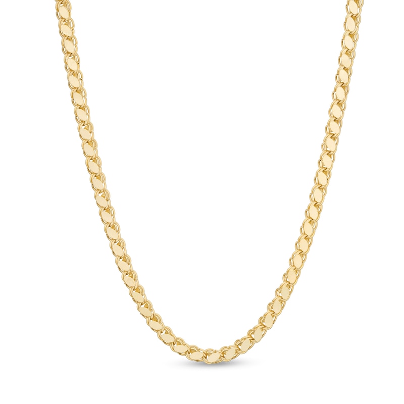 3.0mm Mirrored Leaf Rope Chain Necklace in Solid 14K Gold - 16"