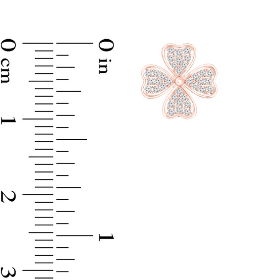 1/4 CT. T.w. Diamond Heart-Shaped Four Leaf Clover Stud Earrings in 10K Rose Gold