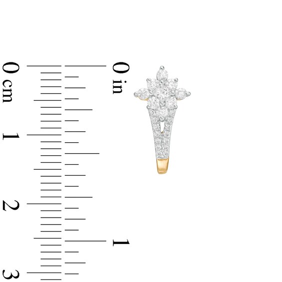 1/2 CT. T.w. Princess-Cut Diamond Double Row J-Hoop Earrings in 14K Gold
