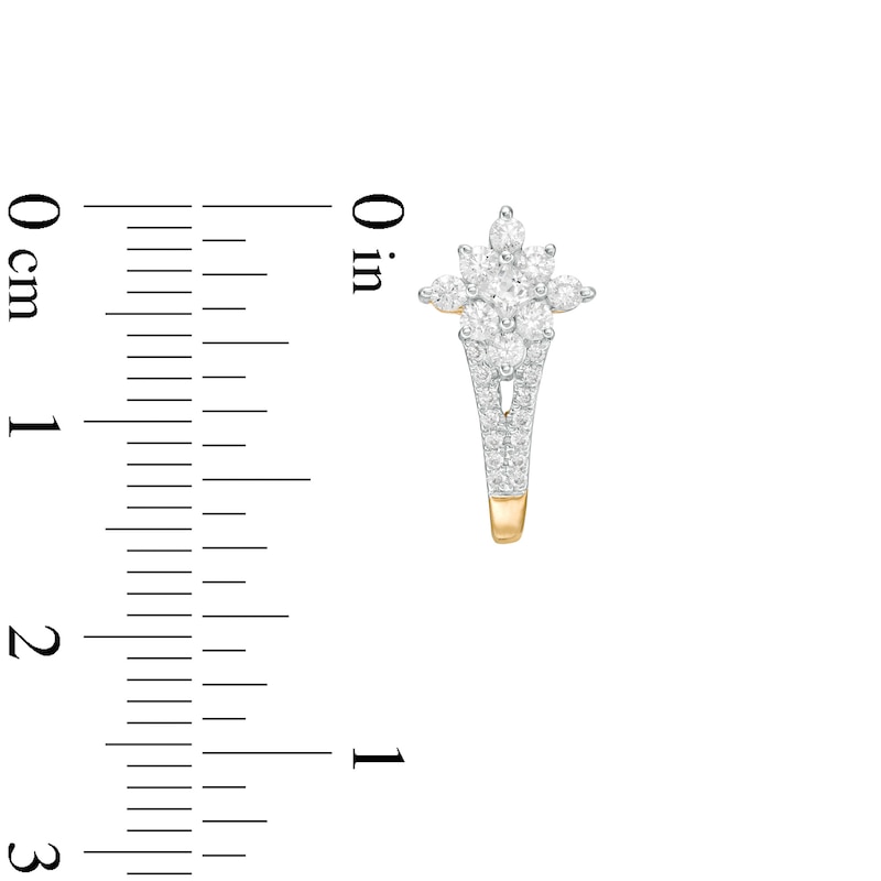 Main Image 3 of 1/2 CT. T.W. Princess-Cut Diamond Double Row J-Hoop Earrings in 14K Gold