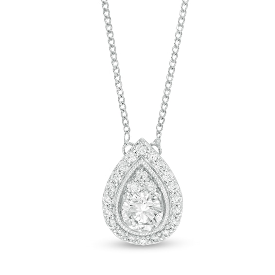 5/8 CT. T.W. Diamond Pear-Shaped Frame Necklace in 14K White Gold | Zales