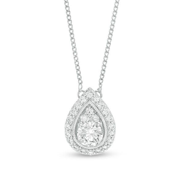 5/8 CT. T.w. Diamond Pear-Shaped Frame Necklace in 14K White Gold