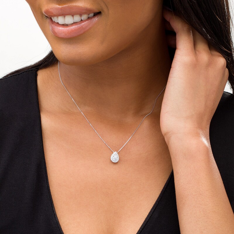 Main Image 2 of 5/8 CT. T.W. Diamond Pear-Shaped Frame Necklace in 14K White Gold