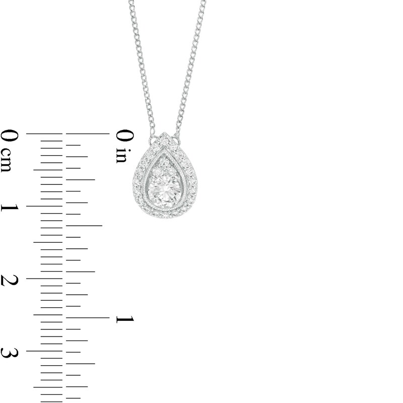 Main Image 4 of 5/8 CT. T.W. Diamond Pear-Shaped Frame Necklace in 14K White Gold