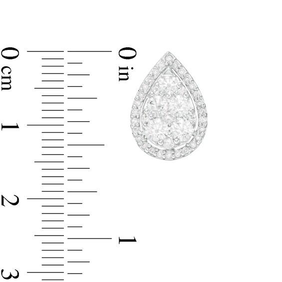 1 CT. T.w. Composite Diamond Teardrop Frame Stud Earrings in 14K White Gold