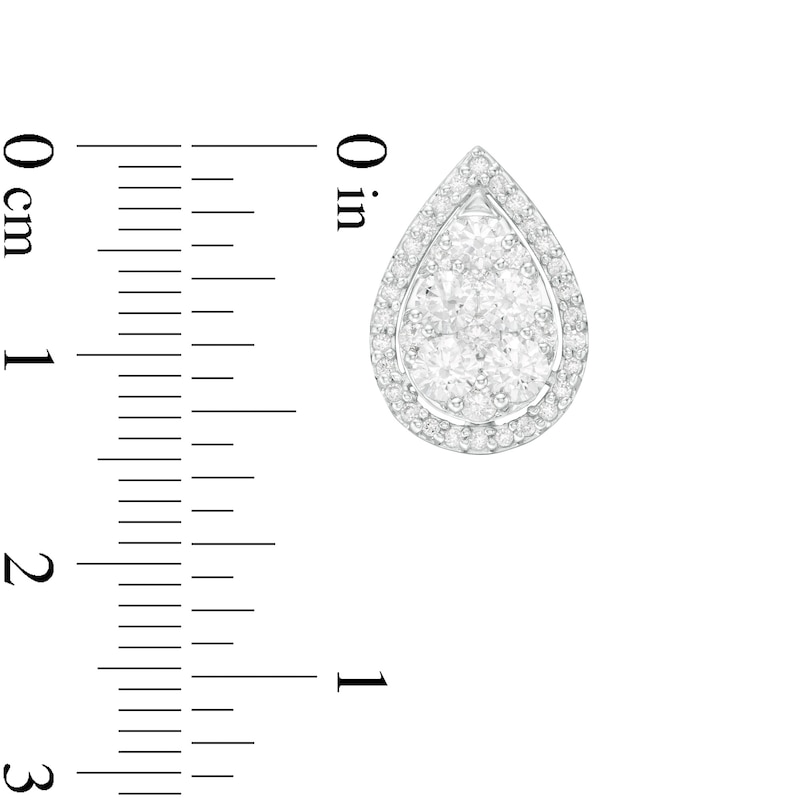 Main Image 3 of 1 CT. T.W. Composite Diamond Teardrop Frame Stud Earrings in 14K White Gold