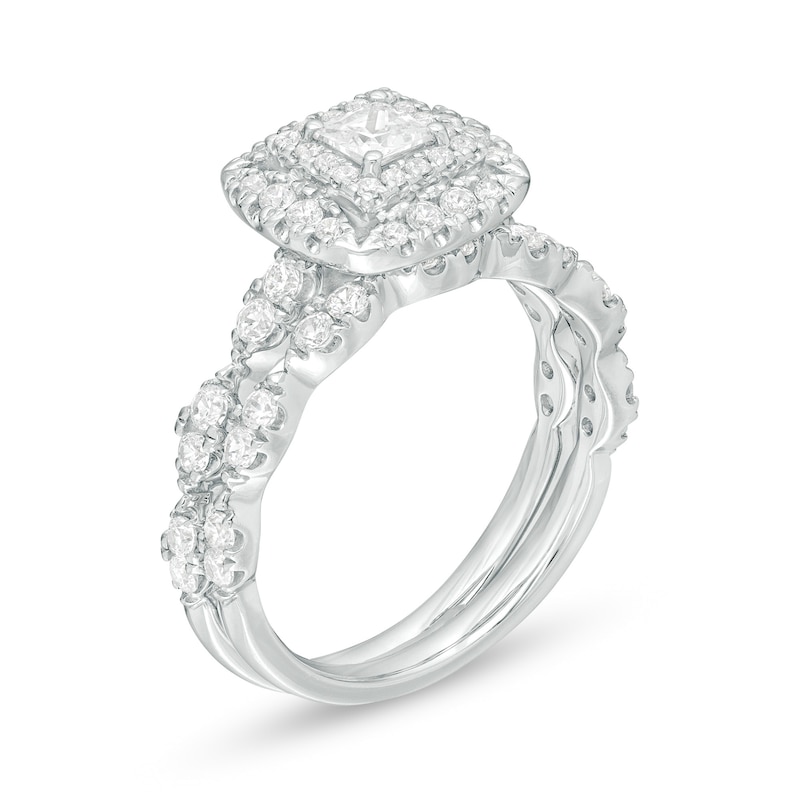 Main Image 3 of 1 CT. T.W. Princess-Cut Diamond Frame Bridal Set in 14K White Gold