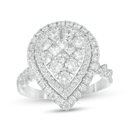 2 CT. T.W. Multi-Diamond Pear-Shaped Frame Engagement Ring in 14K White Gold