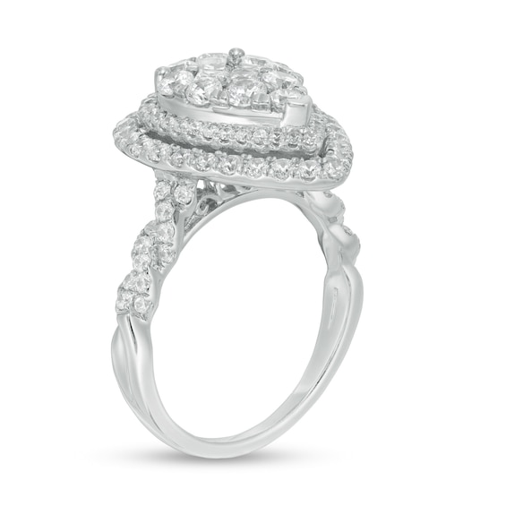 2 CT. T.w. Multi-Diamond Pear-Shaped Frame Engagement Ring in 14K White Gold