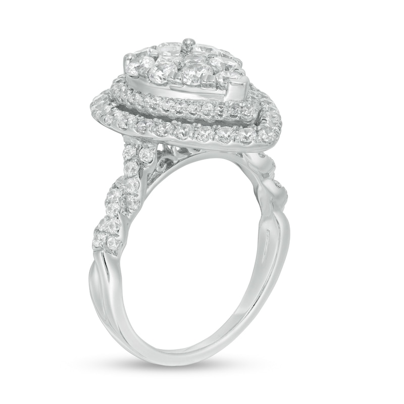 Main Image 3 of 2 CT. T.W. Multi-Diamond Pear-Shaped Frame Engagement Ring in 14K White Gold