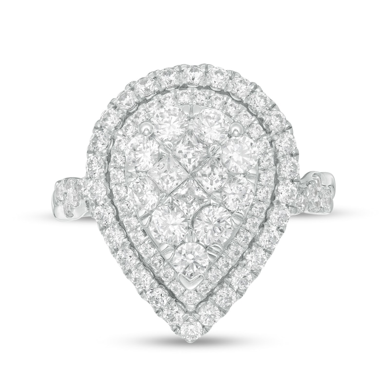 Main Image 4 of 2 CT. T.W. Multi-Diamond Pear-Shaped Frame Engagement Ring in 14K White Gold