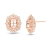 Thumbnail Image 1 of Oval Morganite and 1/3 CT. T.W. Diamond Scatter Frame Vintage-Style Stud Earrings in 10K Rose Gold
