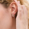 Thumbnail Image 2 of Oval Morganite and 1/3 CT. T.W. Diamond Scatter Frame Vintage-Style Stud Earrings in 10K Rose Gold