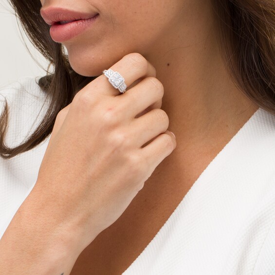 3/4 CT. T.w. Diamond Past Present Future® Multi-Row Loop Twist Engagement Ring in 10K White Gold