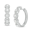 Thumbnail Image 1 of 1-1/2 CT. T.W. Diamond Frame Five Stone Hoop Earrings in 10K White Gold