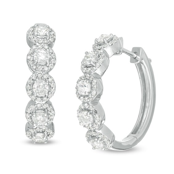 1-1/2 CT. T.W. Diamond Frame Hoop Earrings in 10K White Gold 1-1/2 CT. T.W. Diamond Frame Hoop Earrings in 10K White Gold