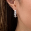 Thumbnail Image 2 of 1-1/2 CT. T.W. Diamond Frame Five Stone Hoop Earrings in 10K White Gold