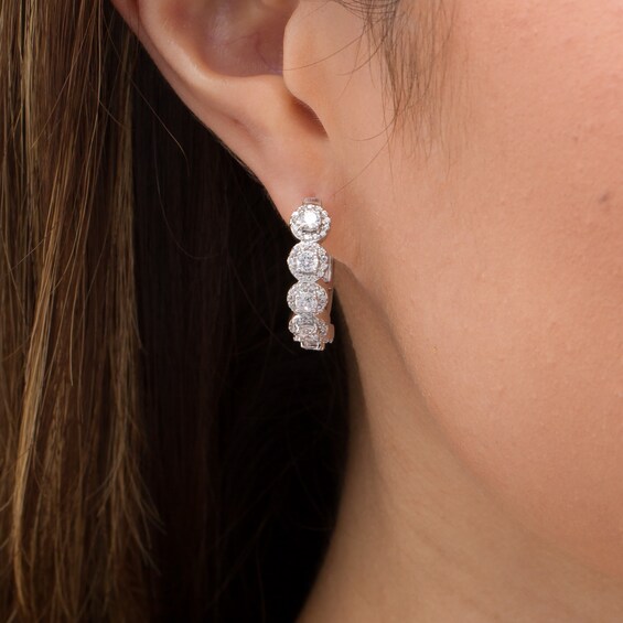 1-1/2 CT. T.W. Diamond Frame Hoop Earrings in 10K White Gold 1-1/2 CT. T.W. Diamond Frame Hoop Earrings in 10K White Gold