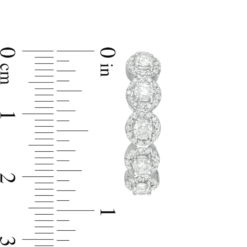 Main Image 3 of 1-1/2 CT. T.W. Diamond Frame Five Stone Hoop Earrings in 10K White Gold