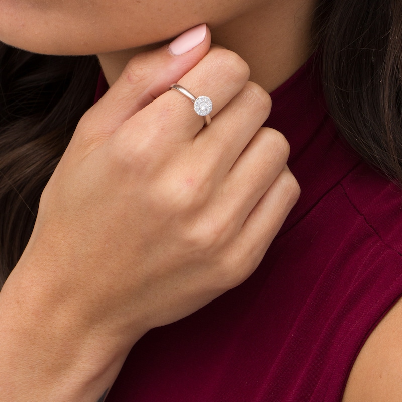 Main Image 2 of 1/3 CT. T.W. Princess-Cut Diamond Round Frame Ring in 10K White Gold