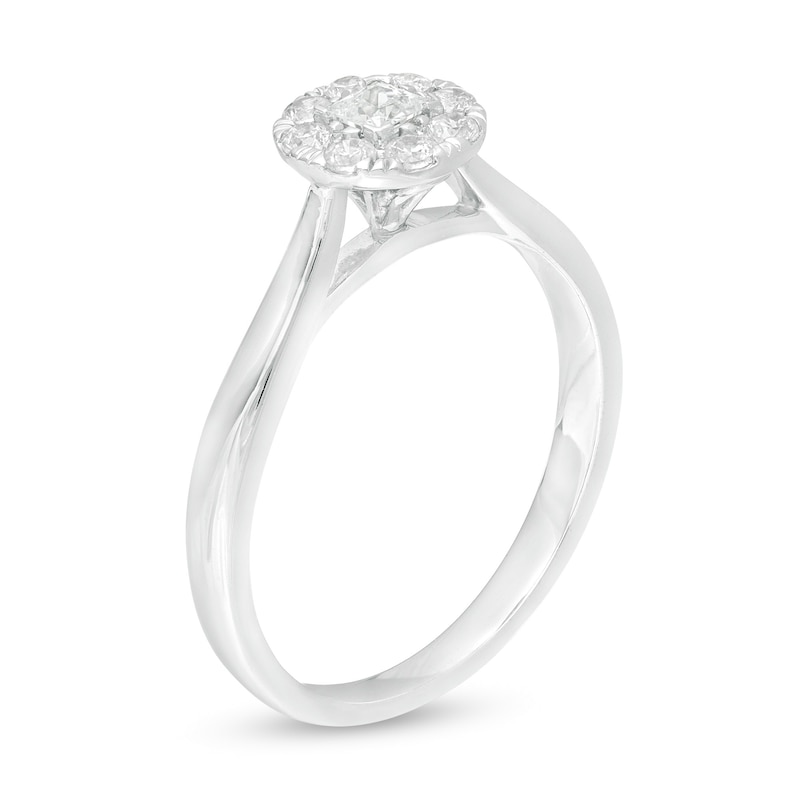 Main Image 3 of 1/3 CT. T.W. Princess-Cut Diamond Round Frame Ring in 10K White Gold