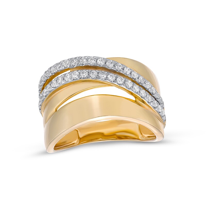 Main Image 1 of 3/8 CT. T.W Diamond Crossover Ring in 10K Gold