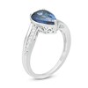 Thumbnail Image 3 of Pear-Shaped Lab-Created Blue Sapphire and 1/15 CT. T.W. Diamond Bypass Ring in Sterling Silver